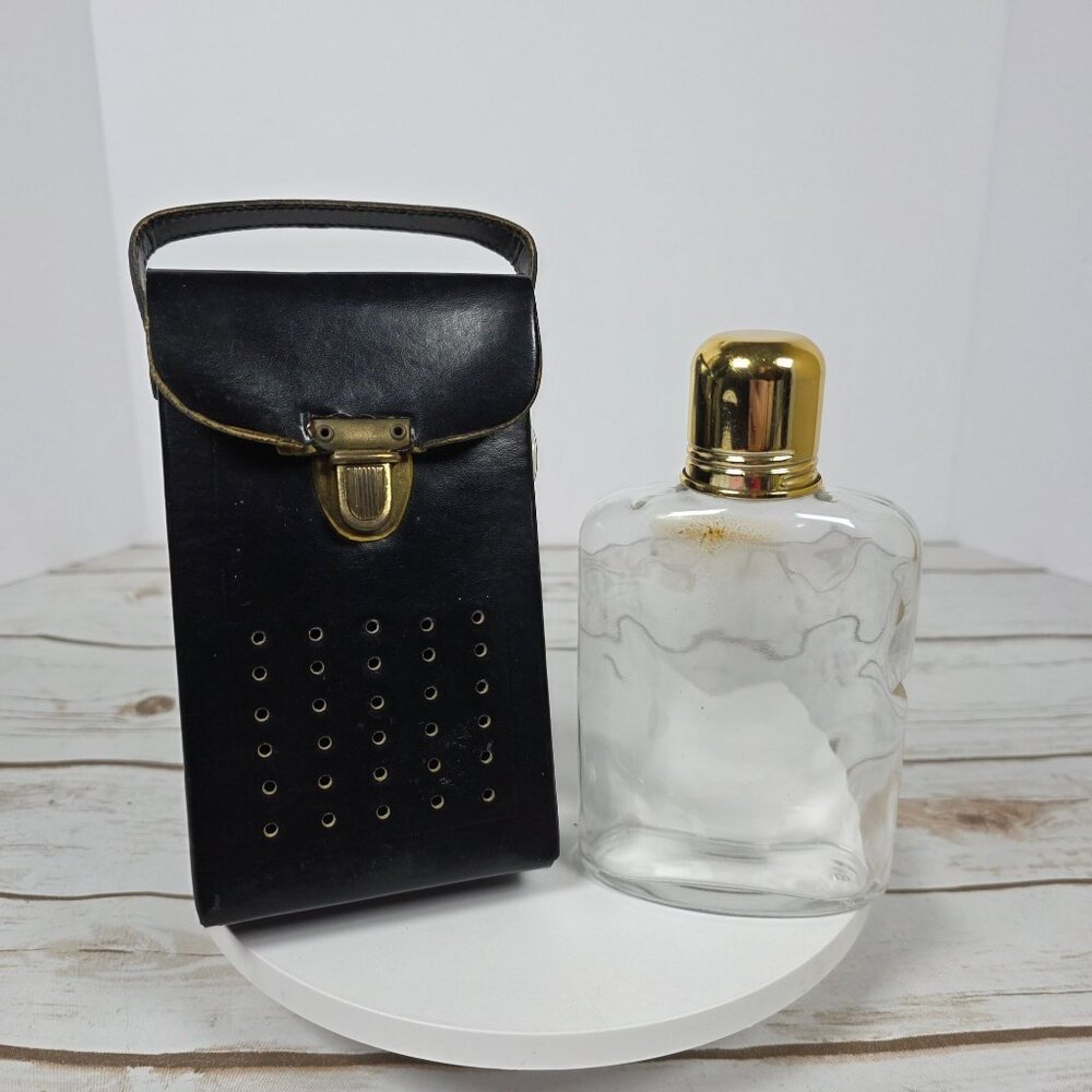 Vintage Faux Leather Transistor Radio Hidden Glass Flask 7" Tall